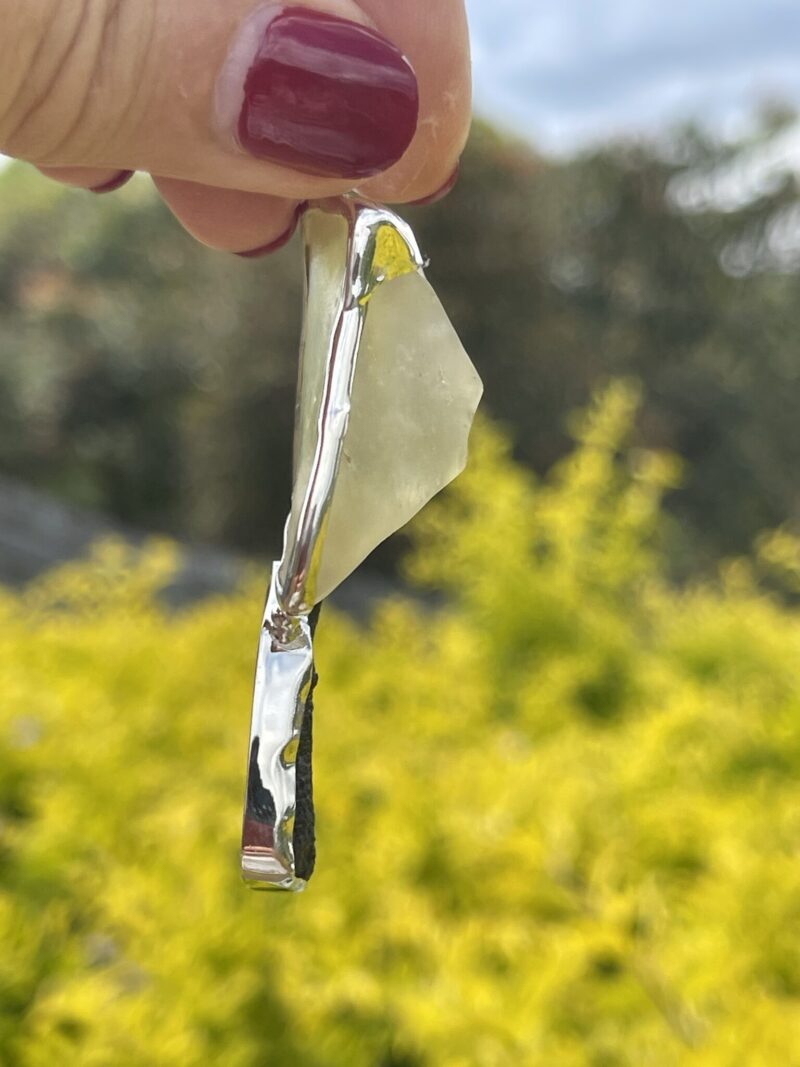 This is Maginicent Moldavite and Libyan Desert Glass Pendant in Silver ML509 Celestial Fusion Magnificent Moldavite