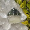 This is Moldavite Libyan Desert Glass Pendant in Silver ML517 Ethereal Balance: Moldavite and Libyan Desert Glass Pendant in Silver