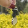 This is Moldavite Libyan Desert Glass Pendant in Silver ML517 Ethereal Balance: Moldavite and Libyan Desert Glass Pendant in Silver