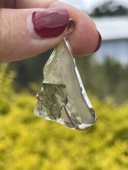 This is Moldavite Libyan Desert Glass Pendant in Silver ML550 Celestial Glow: Moldavite and Libyan Desert Glass Pendant in Silver