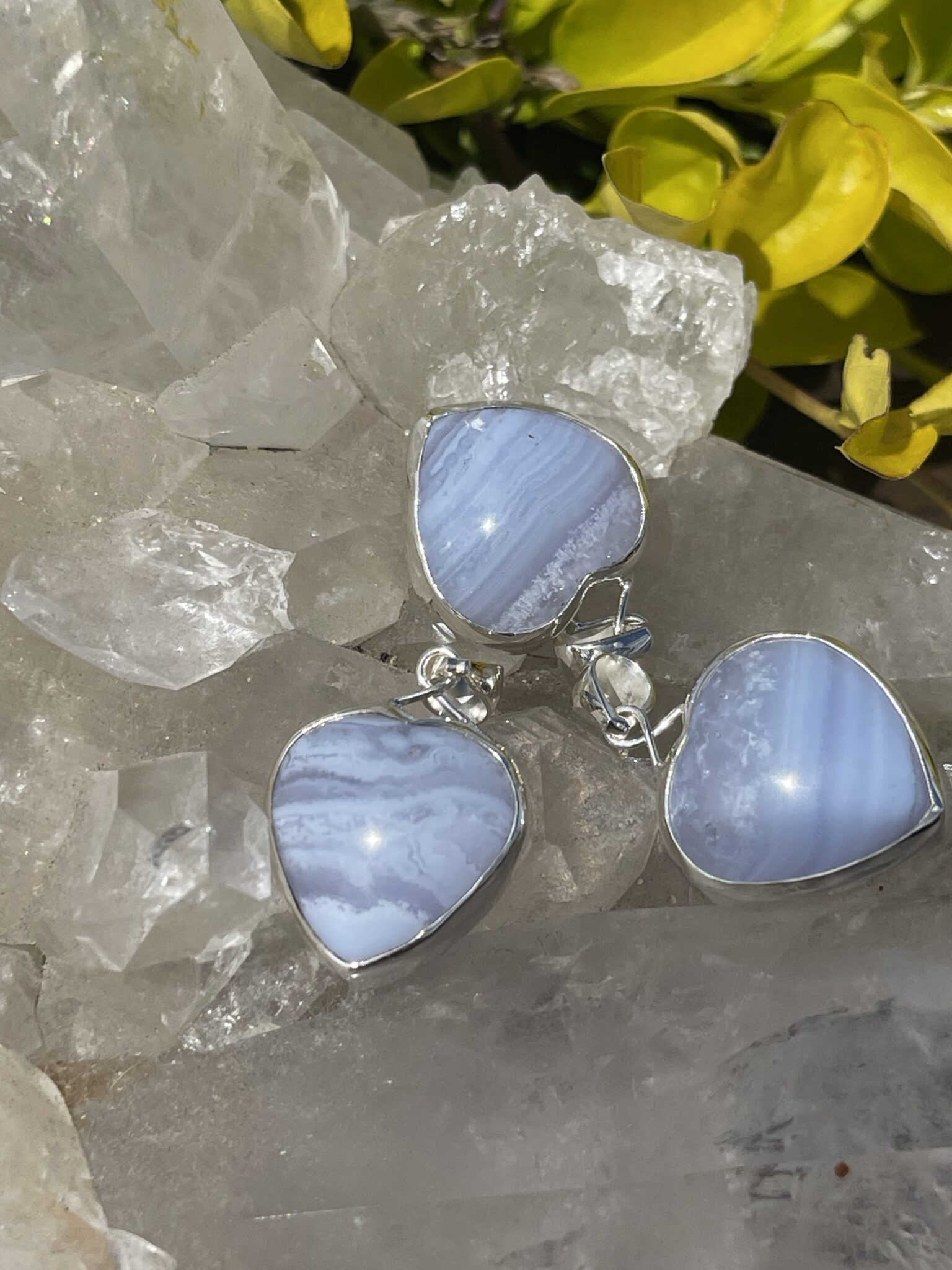 this is Heart of Tranquility: Blue Lace Agate Heart Pendant