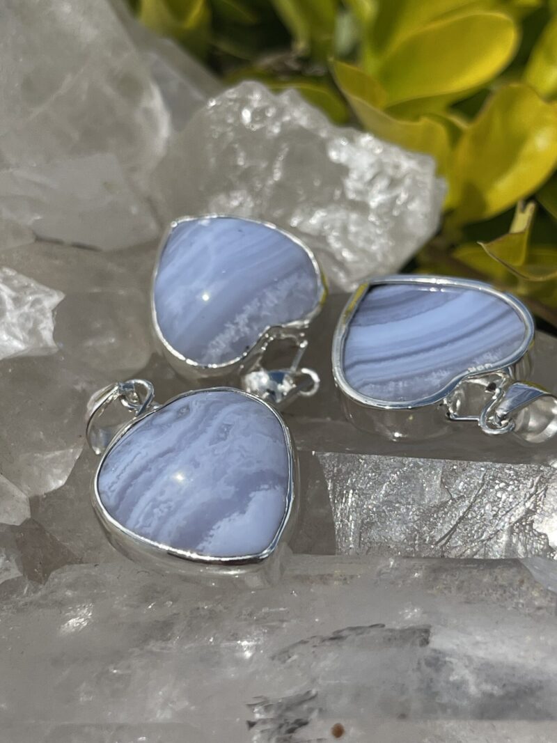 this is Heart of Tranquility: Blue Lace Agate Heart Pendant