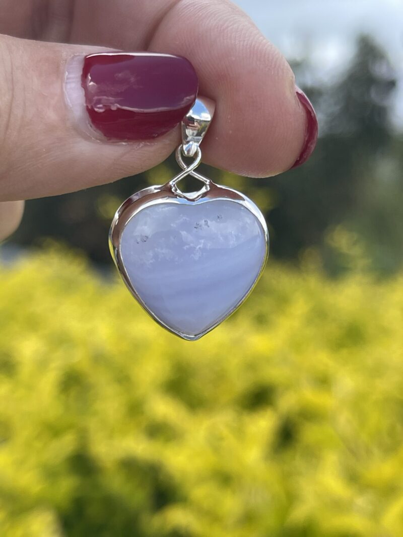 this is Heart of Tranquility: Blue Lace Agate Heart Pendant