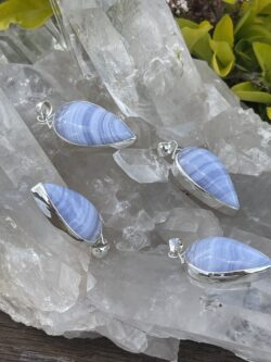 this is Serenity in Silver: Blue Lace Agate Teardrop Pendant