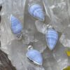 this is Serenity in Silver: Blue Lace Agate Teardrop Pendant