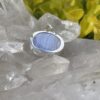 This is Timeless Elegance: Round Blue Lace Agate Pendant in Silver