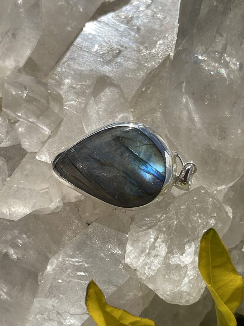 this is Mystical Beauty: Labradorite Teardrop Pendant in Silver