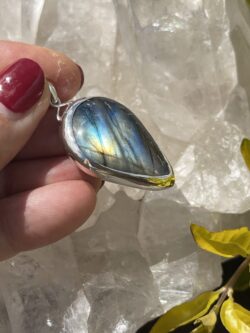 this is Mystical Beauty: Labradorite Teardrop Pendant in Silver