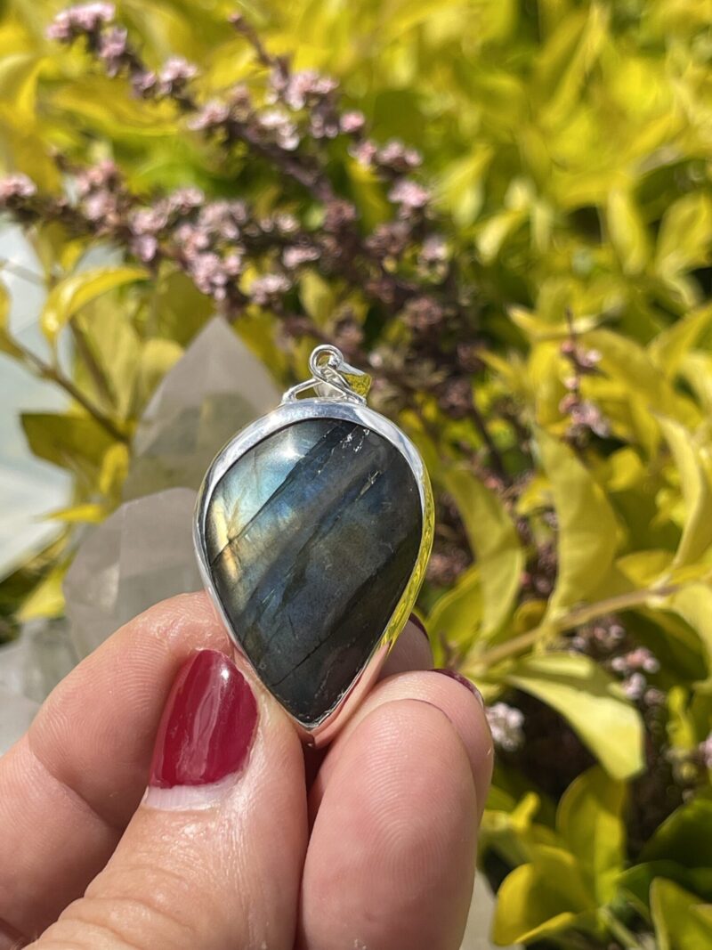 this is Mystical Beauty: Labradorite Teardrop Pendant in Silver