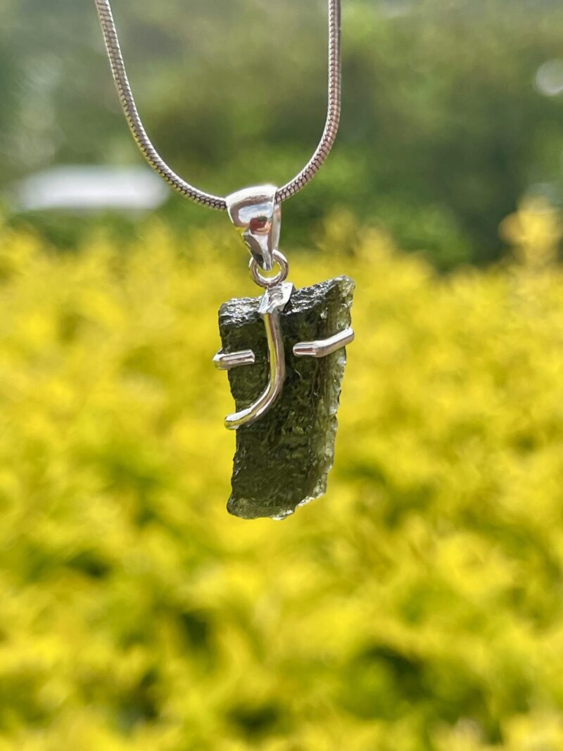 this is Cosmic Grace Moldavite Pendant in Silver M516