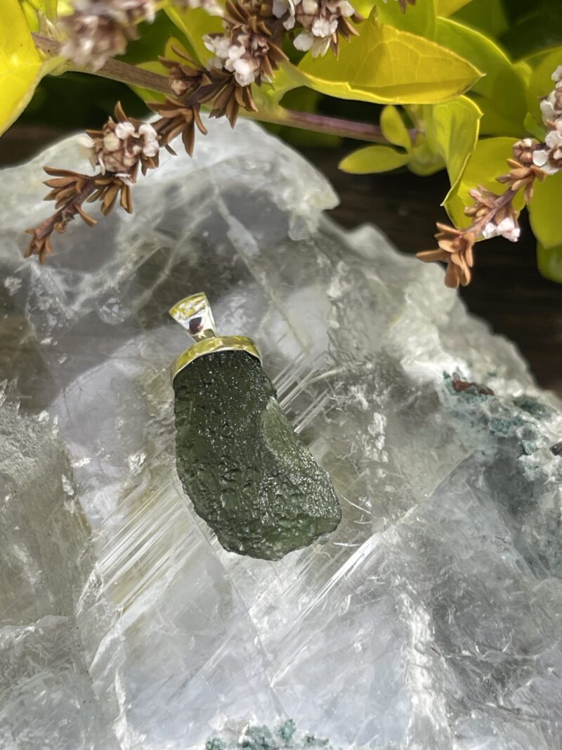 This is Celestial Bloom Moldavite Pendant in Silver M518