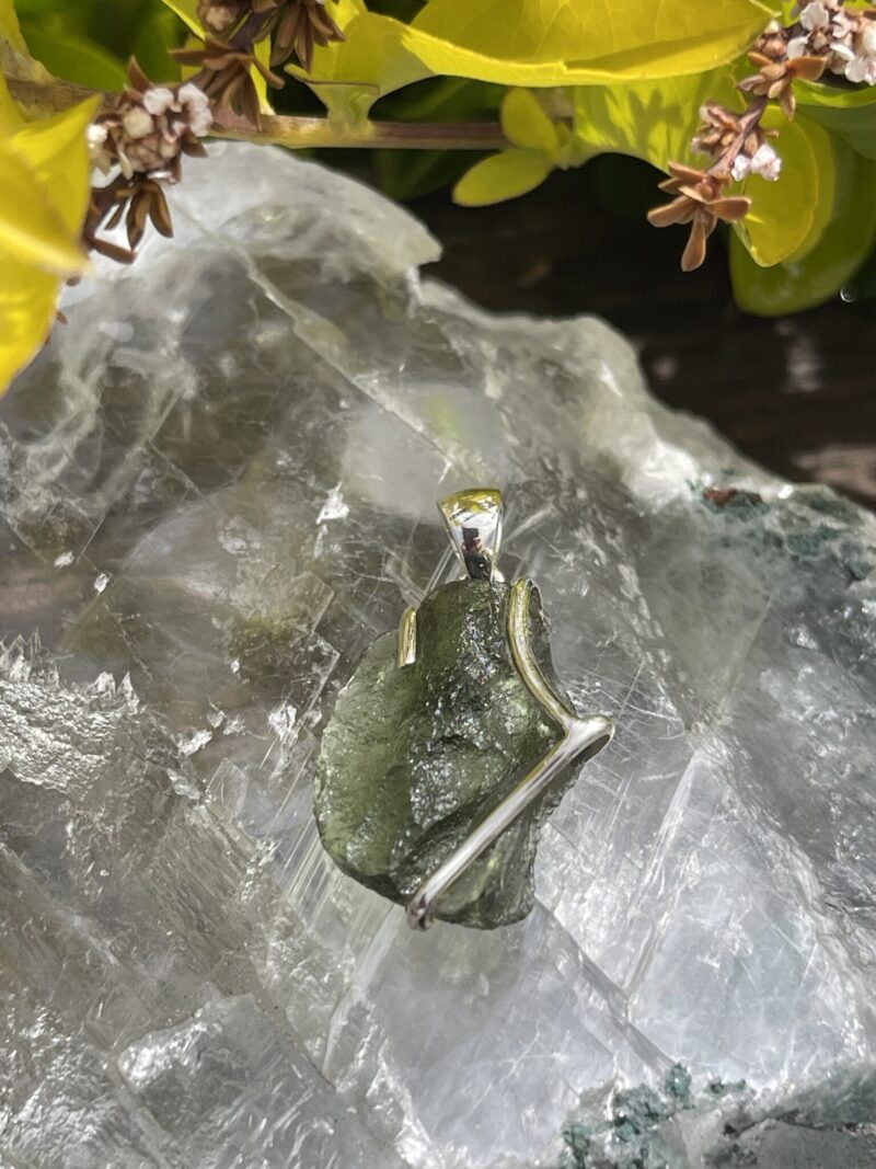 Cosmic Radiance Moldavite Pendant in Silver M521