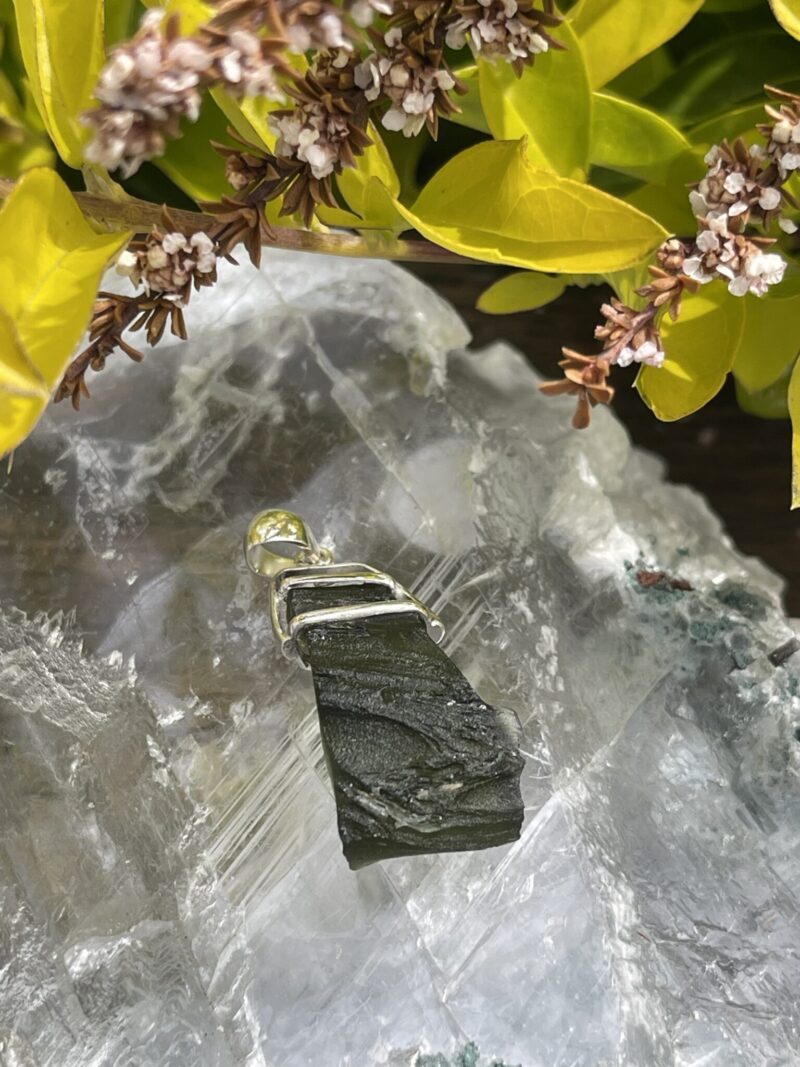 This is Stellar Essence Moldavite Pendant in Silver M522