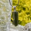 Aurora Green Moldavite Pendant in Silver M523