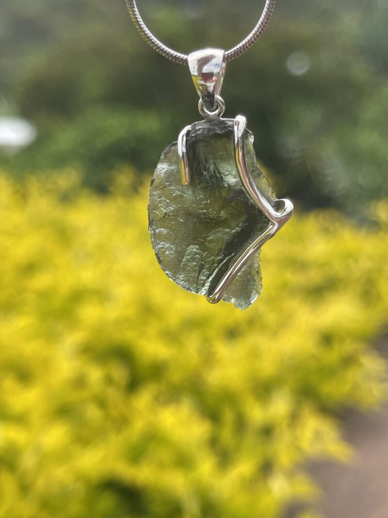 Cosmic Radiance Moldavite Pendant in Silver M521