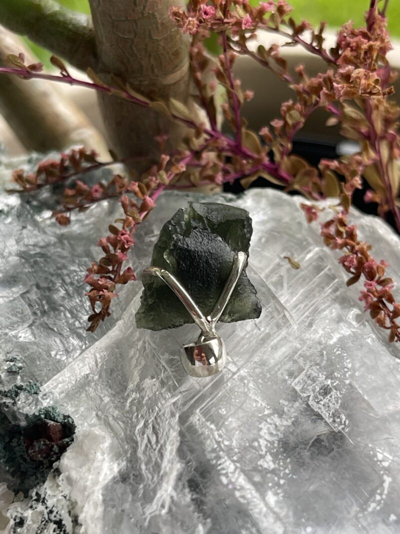 This is Luminous Verdant Moldavite Pendant in Silver M543