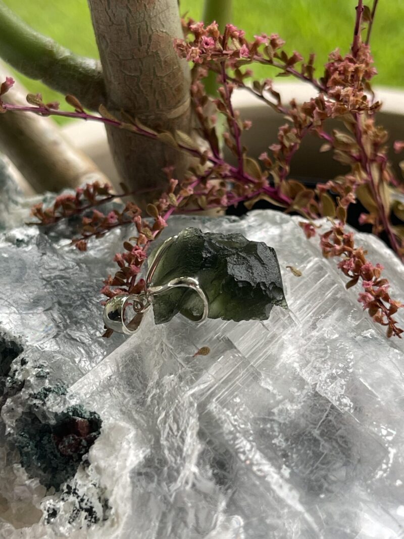 This is Luminous Verdant Moldavite Pendant in Silver M543