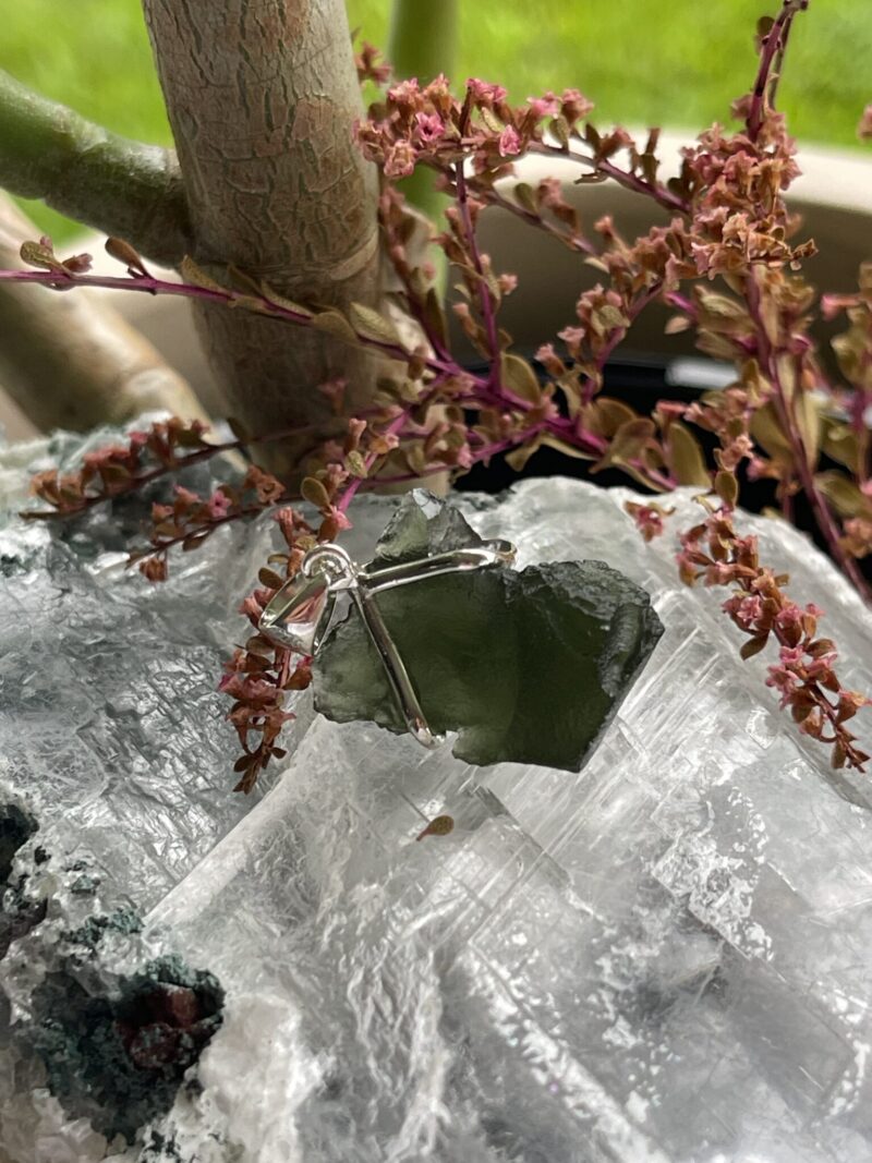 This is Luminous Verdant Moldavite Pendant in Silver M543