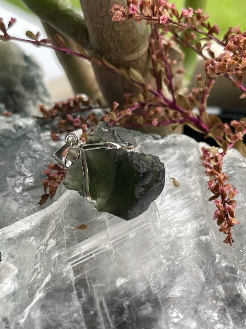 This is Luminous Verdant Moldavite Pendant in Silver M543