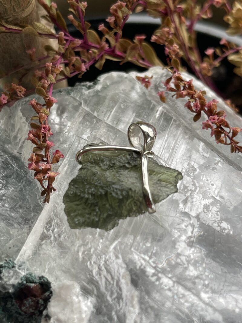 This is Verdant Whisper Moldavite Pendant in Silver M544