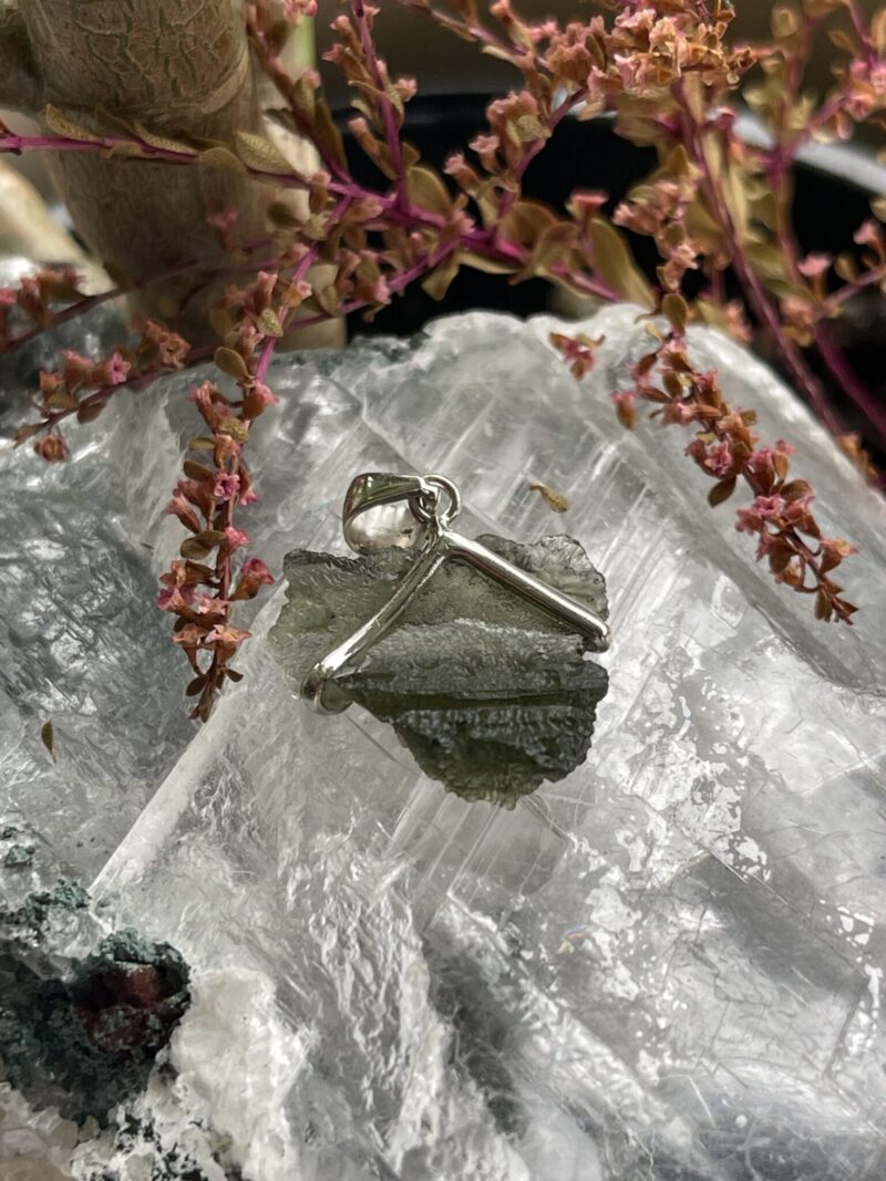 This is Verdant Whisper Moldavite Pendant in Silver M544