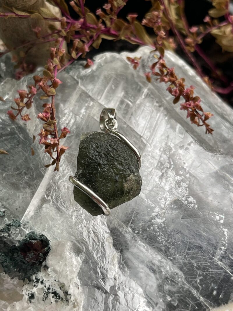 This is Galactic Glow Moldavite Pendant in Silver M547