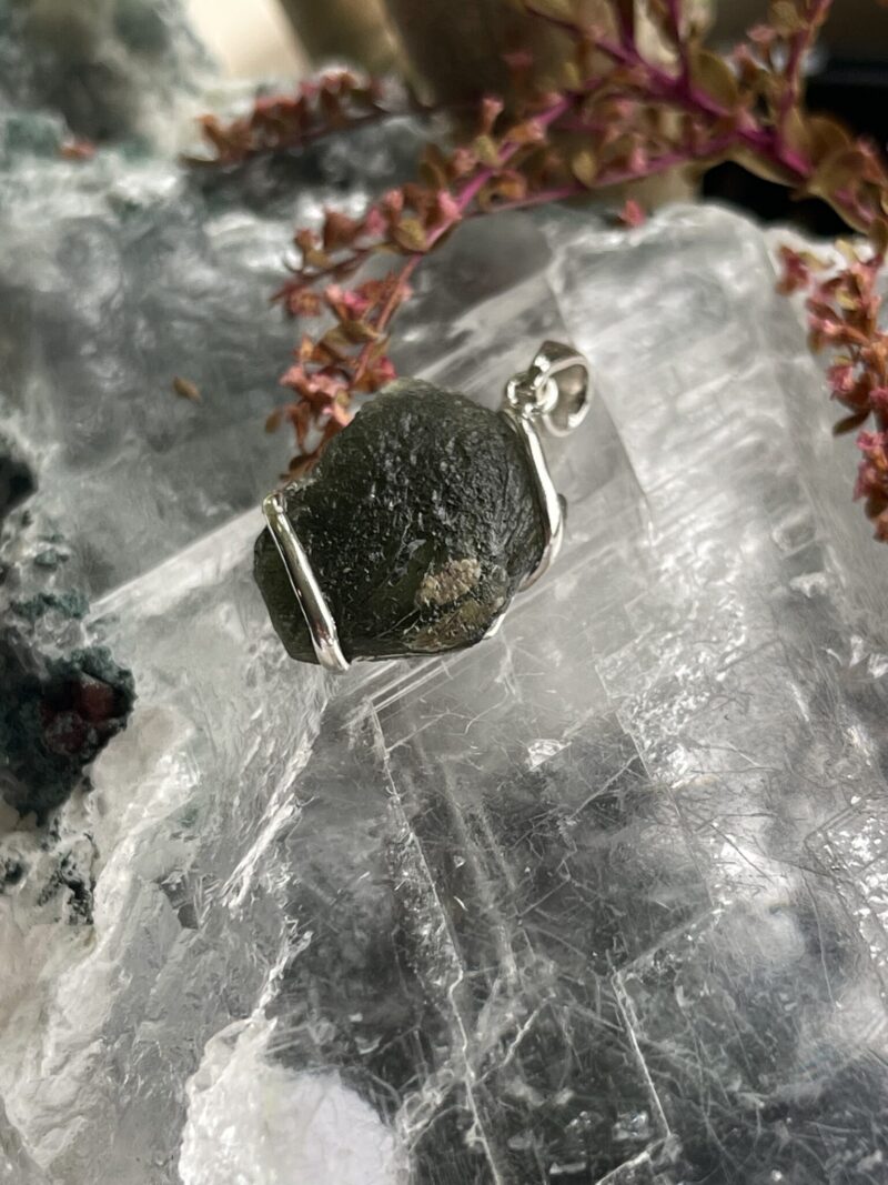 This is Galactic Glow Moldavite Pendant in Silver M547