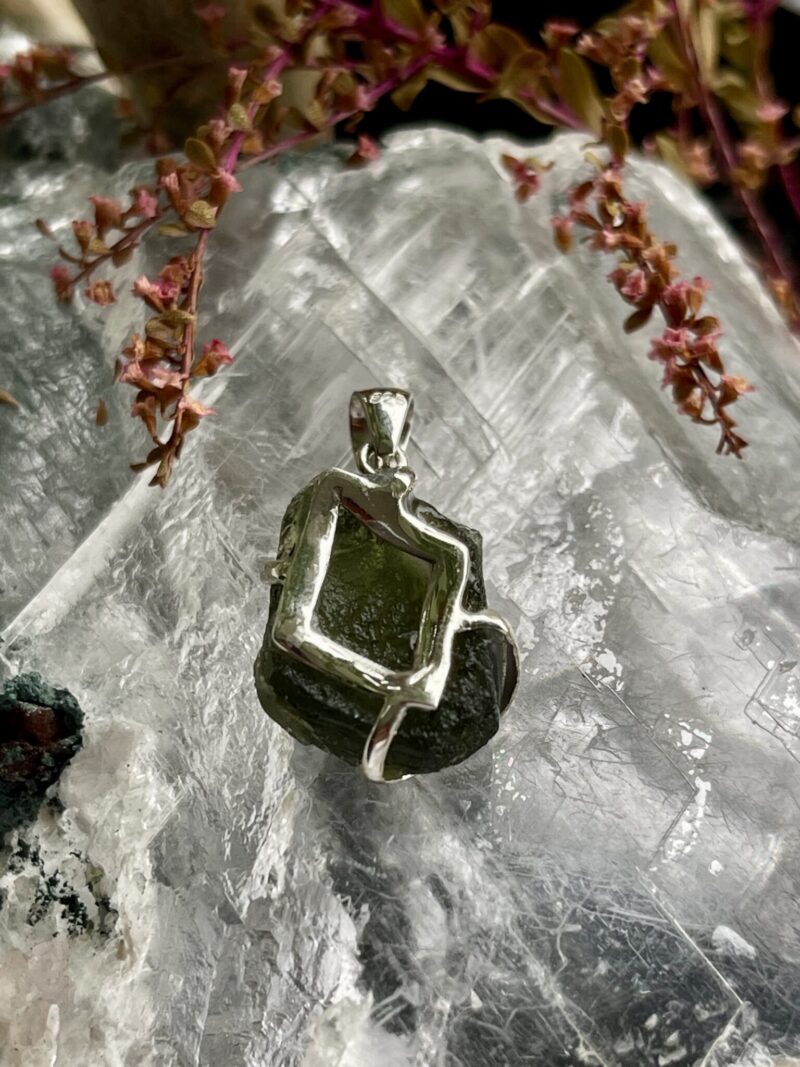 This is Galactic Glow Moldavite Pendant in Silver M547