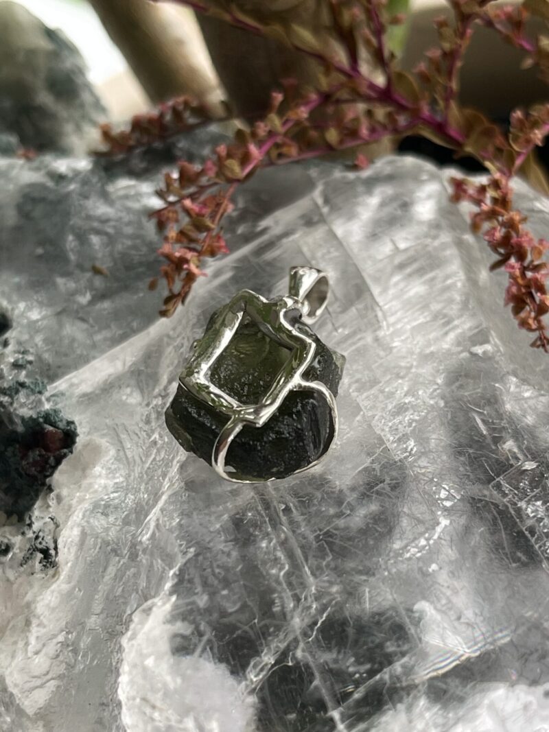 This is Galactic Glow Moldavite Pendant in Silver M547