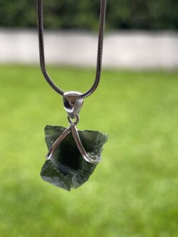 This is Luminous Verdant Moldavite Pendant in Silver M543