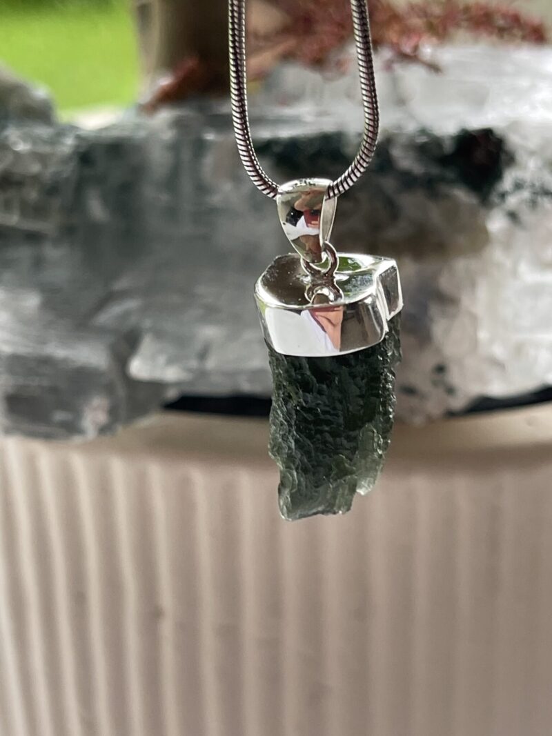 This is Eternal Glow: Moldavite Pendant in Silver M549