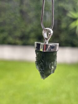 This is Eternal Glow: Moldavite Pendant in Silver M549