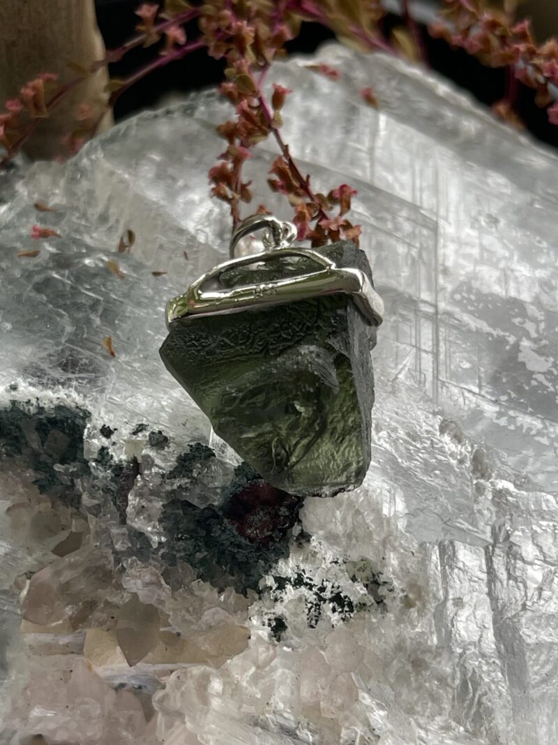 This is Ethereal Glow: Moldavite Pendant in Silver M553