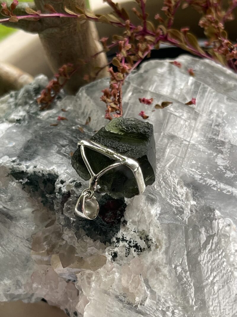 This is Ethereal Glow: Moldavite Pendant in Silver M553