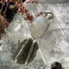 This is Lunar Glow: Moldavite Rainbow Moonstone Pendant in Silver M557