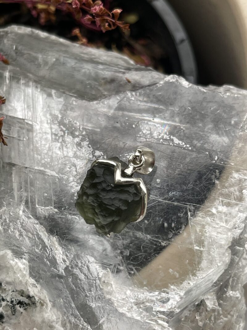 This is Celestial Awakening: Moldavite Pendant in Silver M558