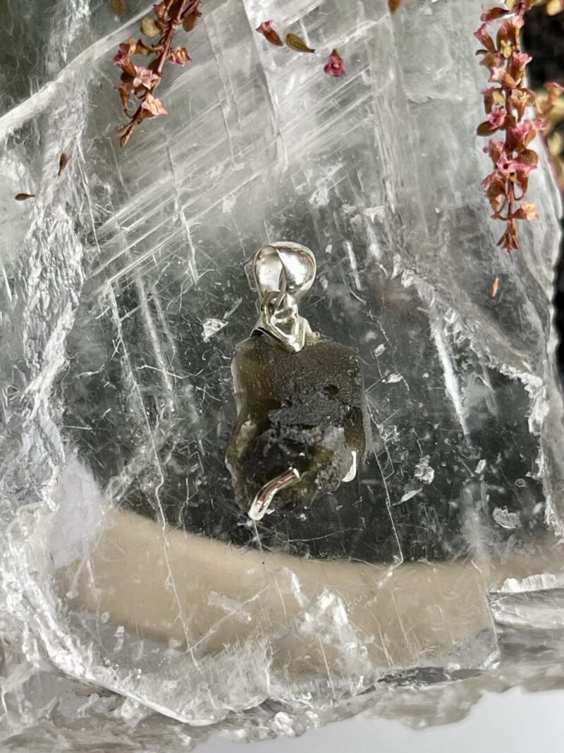 this is Mystic Horizon: Moldavite Pendant in Silver M560