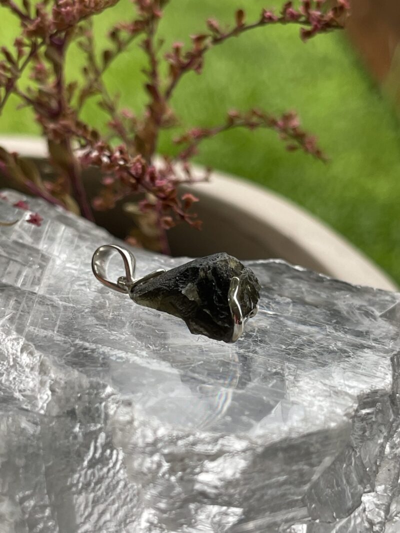 this is Mystic Horizon: Moldavite Pendant in Silver M560