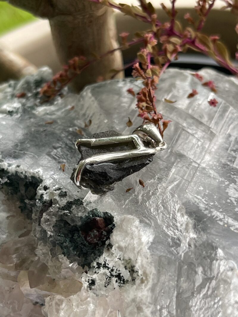 this is Mystic Horizon: Moldavite Pendant in Silver M560