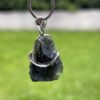 This is Dark Forest Green: Moldavite Pendant in Silver M555