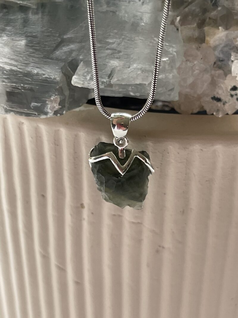 This is Celestial Awakening: Moldavite Pendant in Silver M558