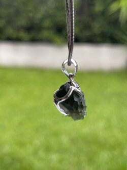 This is Celestial Awakening: Moldavite Pendant in Silver M558