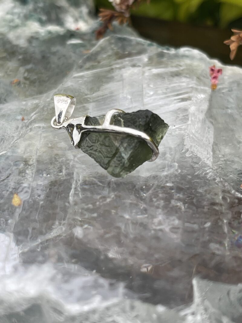 This is Transformational Glow: Moldavite Pendant in Silver M532