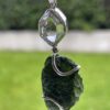 This is Universal Renewal: Moldavite Herkimer Diamond Pendant in Silver M525