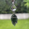 This is Awakened Light: Moldavite Herkimer Diamond Pendant in Silver M526