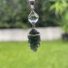 This is Awakened Light: Moldavite Herkimer Diamond Pendant in Silver M526