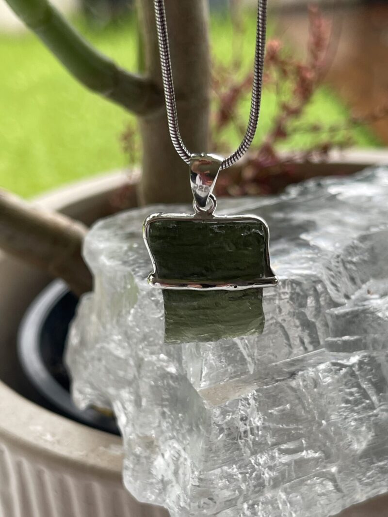 This is Essence of Clarity Moldavite Pendant in Silver M527