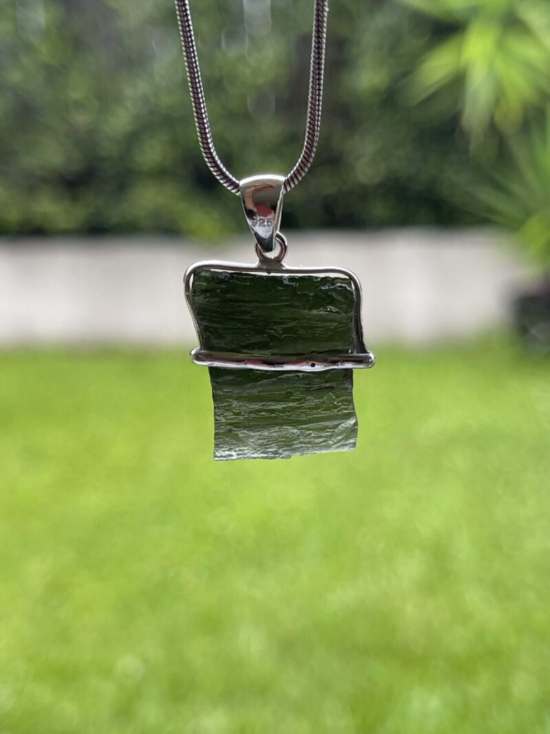 This is Essence of Clarity Moldavite Pendant in Silver M527