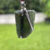 Emerald Essence: Moldavite Pendant in Silver M534