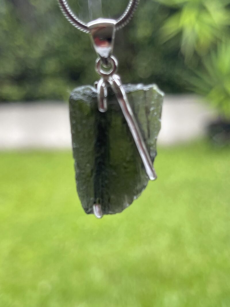 Emerald Essence: Moldavite Pendant in Silver M534